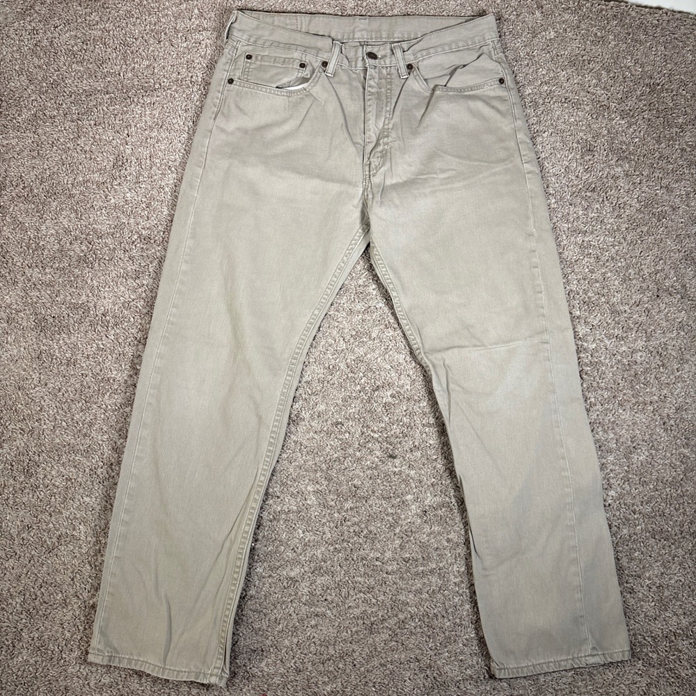 Levi Strauss Co 505 Trousers Khaki Tan Straight Leg Mens Size‎ 34x29